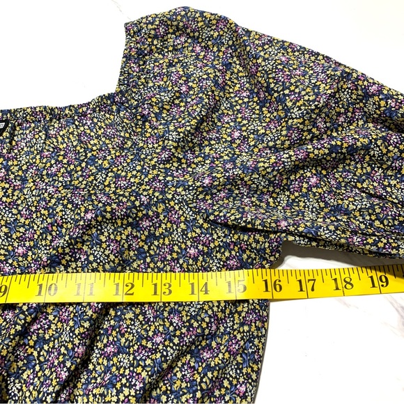 Uniqlo Cotton Printed Peasant Cropped Balloon Short Sleeve Blouse Size XS - Picture 7 of 11